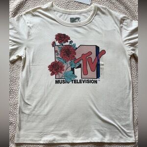 MTV Cream Floral Graphic Tee